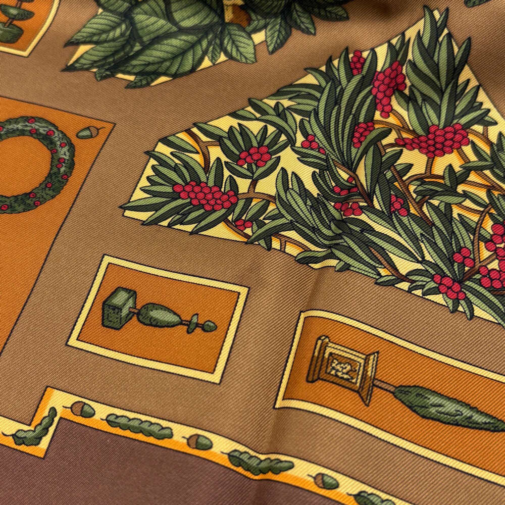 HERMES Authentic Brown Silk Scarf - Picture 5 of 5